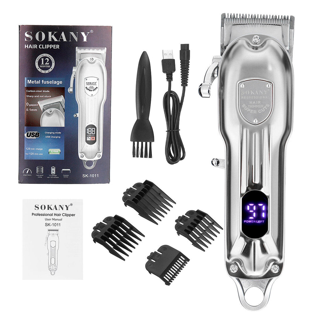 Stainless Steel Hair Clipper Display Adult USB Rechargeable Push Shear Beard Razor Hair Clipper