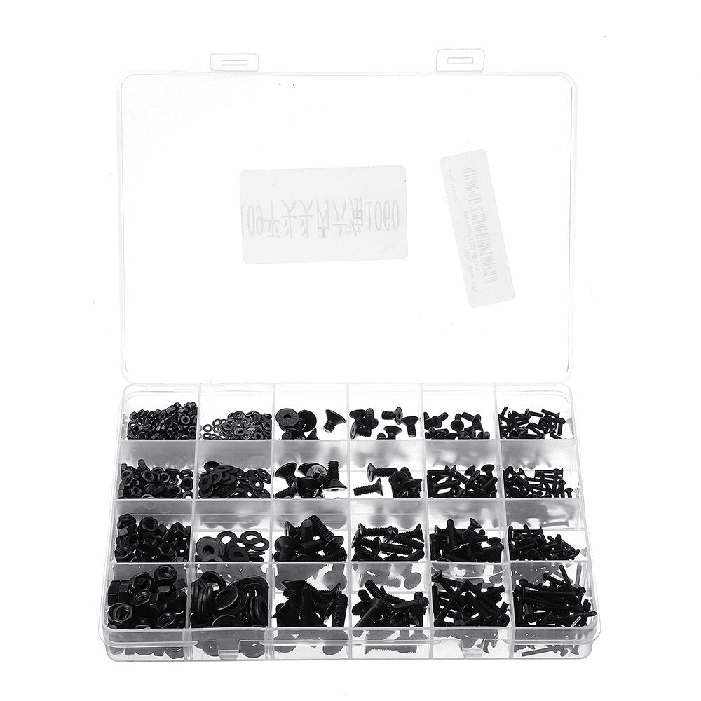 1060Pcs M2 M3 M4 M5 Carbon Steel Flat Head Countersunk Hex Socket Screw Hex Screw Metric 10.9 Grade