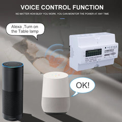 Din Rail WIFI Smart Energy Meter Timer Power Consumption Monitor kWh Meter Works with Alexa Google Home,3 Phase