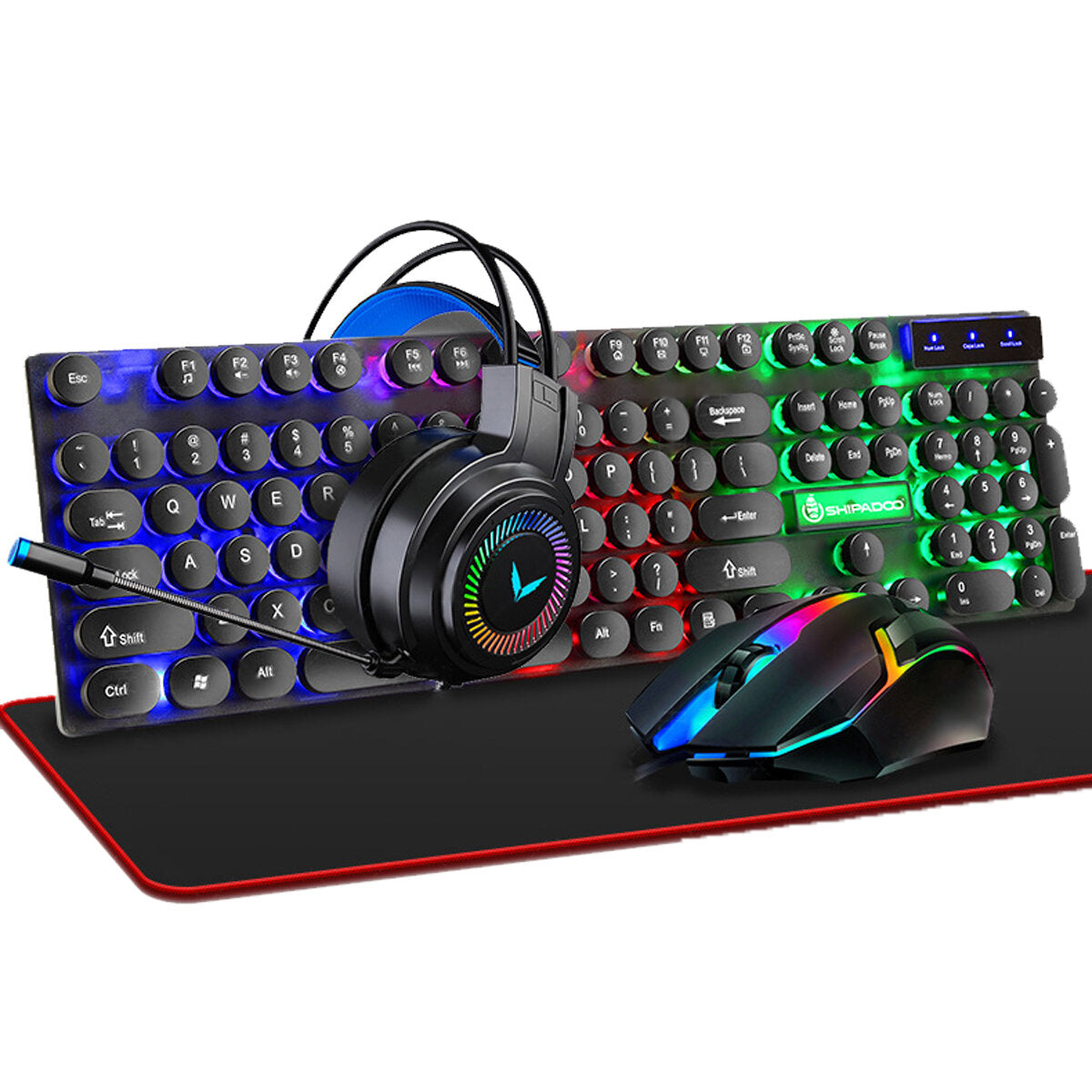 4Pcs Gaming Kit 104 Keys 4-in-1 Keyboard Mouse Headset Mouse Pad Set