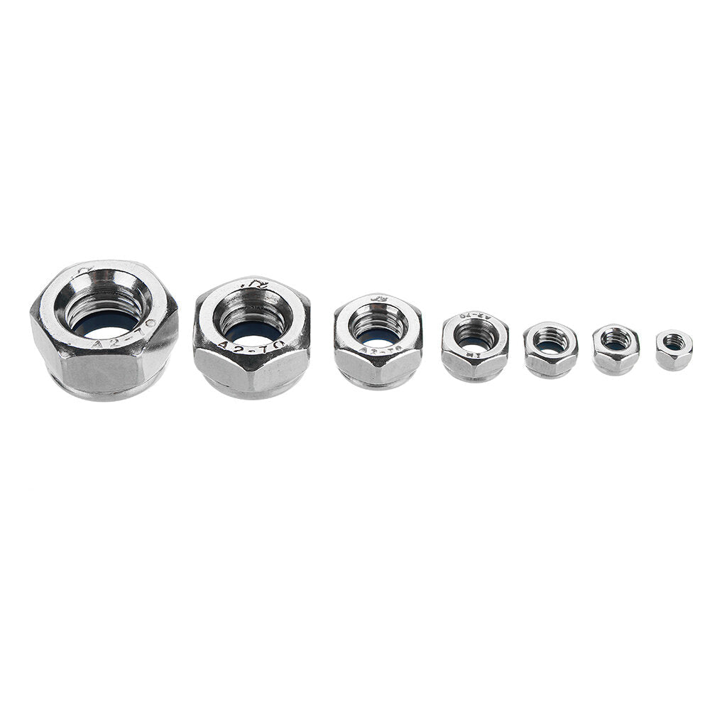 170Pcs Stainless Steel Nylon Insert Lock Nut M3/4/5/6/8/10/12 Locknut Assortment Kit