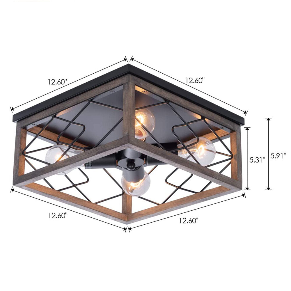 Flush Retro Mount Ceiling Light Vintage Industrial Lamp Living Room Kitchen 110-240V