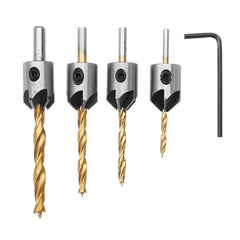 4pcs 3mm-6mm 5 Flute Countersink Drill Bit Chamfer Reamer Set