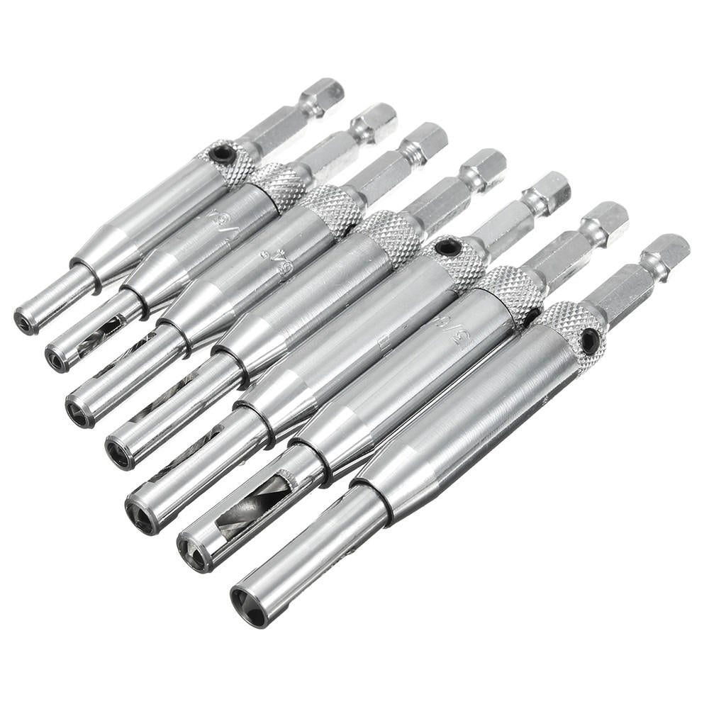 7pcs HSS Self Centering Hinge Drill Bit Door Window Cabinet Hole Puncher