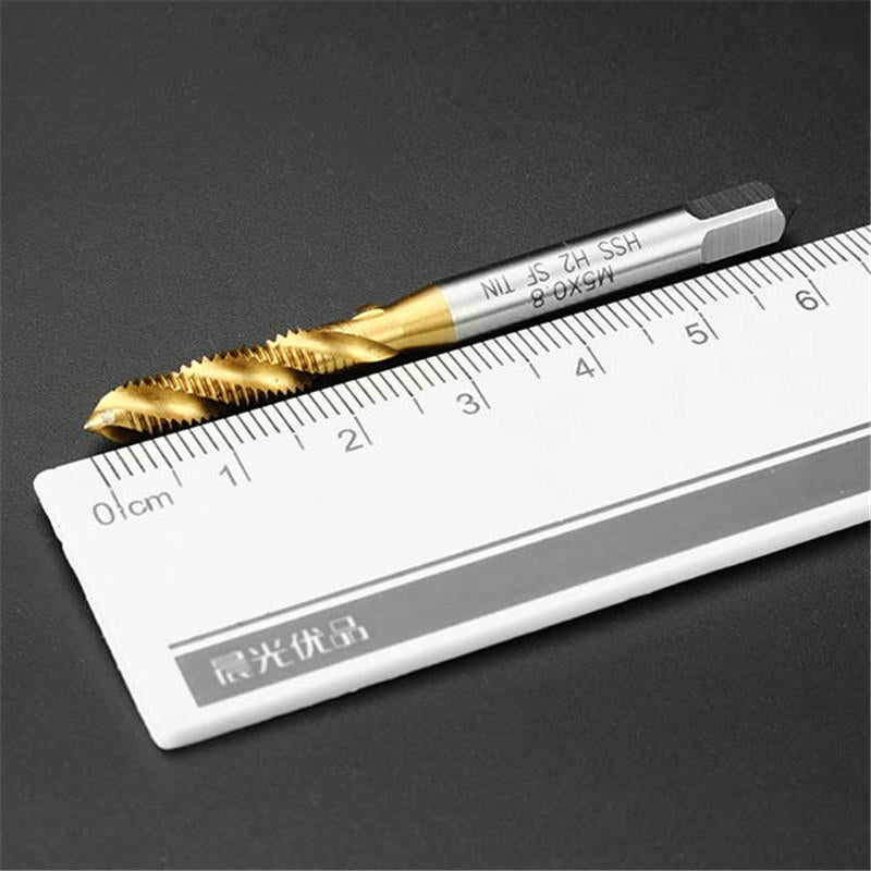 10pcs M5x0.8 HSS Titanium Coated Screw Tap Thread Metric Spiral Fluted Machine Screw Tap