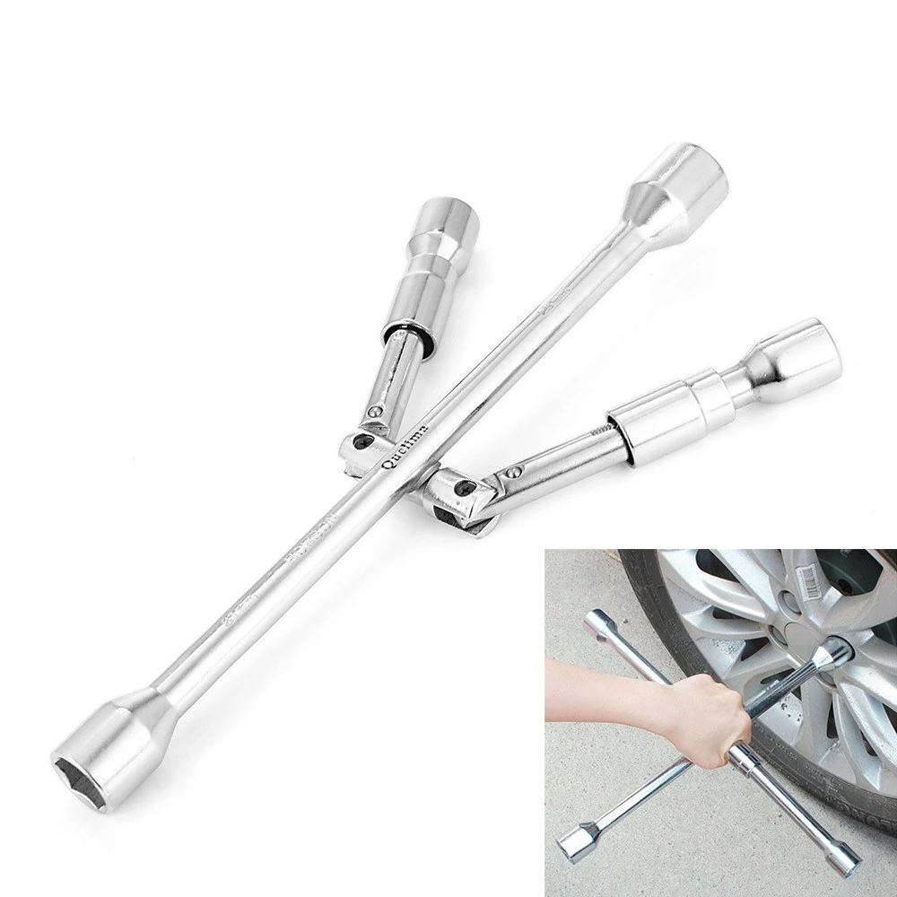 4 Way Wheel Cross Wrench Folding Car Tyre Repair Tools 17 19 21 23mm