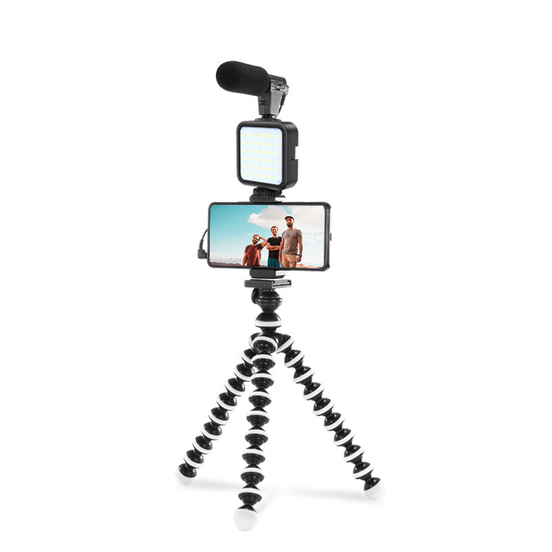 Professional Vlog Photography Kits with microphone Flexible Tripod Cell Phone Holder Clip 36 LED Fill Light for Camera Video Shooting Live Vlogging