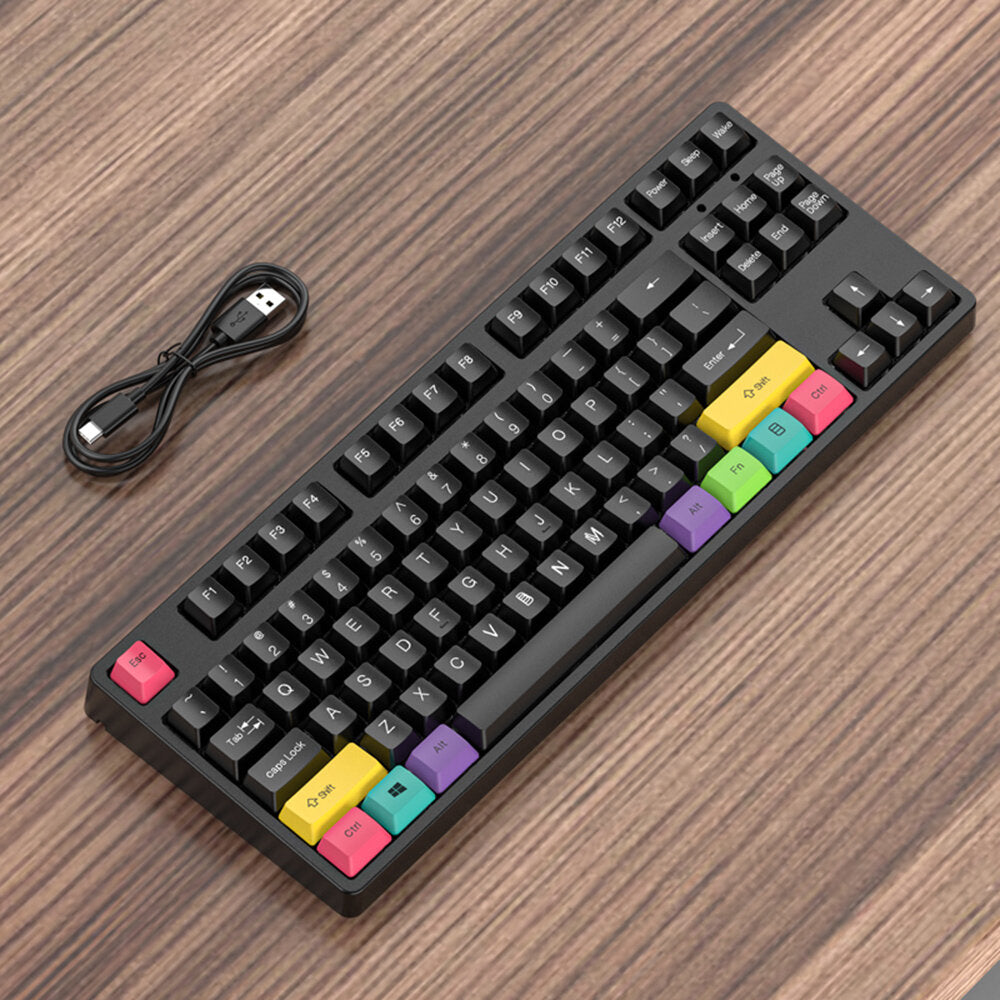 87 Keys Mechanical Programming Gaming Keyboard Triple Mode With Detachable Panel