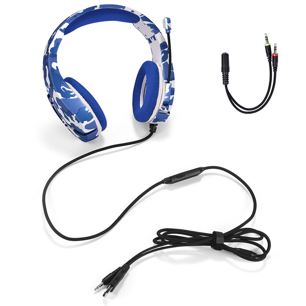 Game Headset 3.5mm+USB 40mm Drive Wired Stereo RGB Gaming Headphone with Mic LED Light for Computer PC Gamer