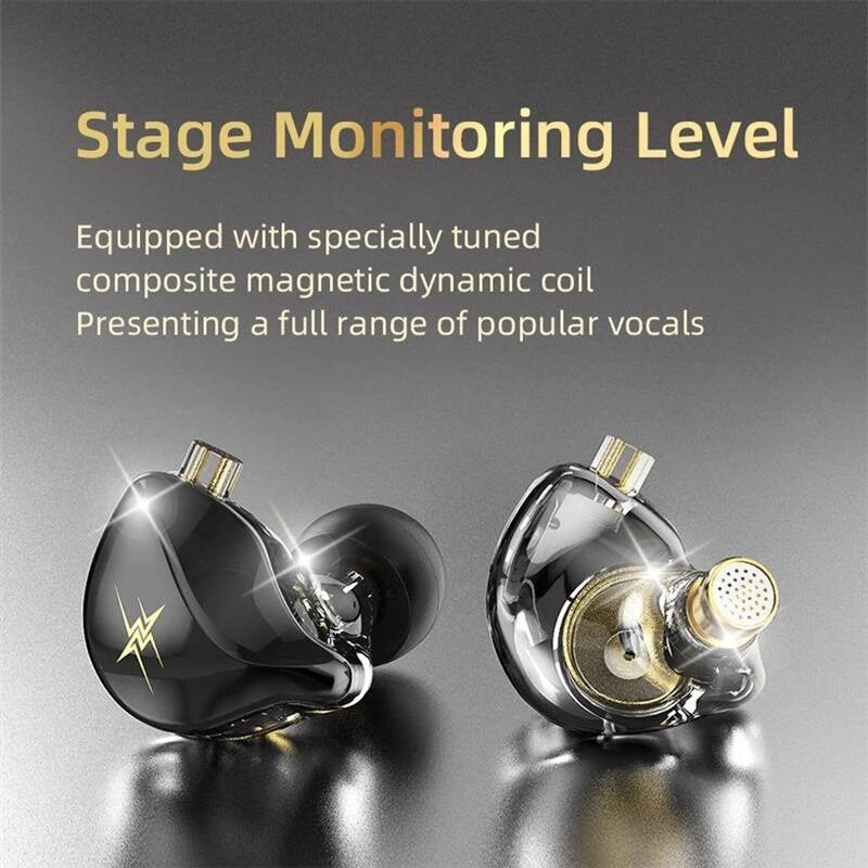 In-Ear Earphones 1D Hi-Fi Bass Earbuds Deep Bass Stereo Monitor Headphones Sport Noise Cancelling Headset With Mic