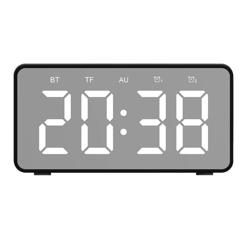 Wireless Bluetooth Speaker Wireless Charger, USB Charging for Phone Portable Double Alarm Clock FM Radio Subwoofer, Three-range Brightness Adjustment
