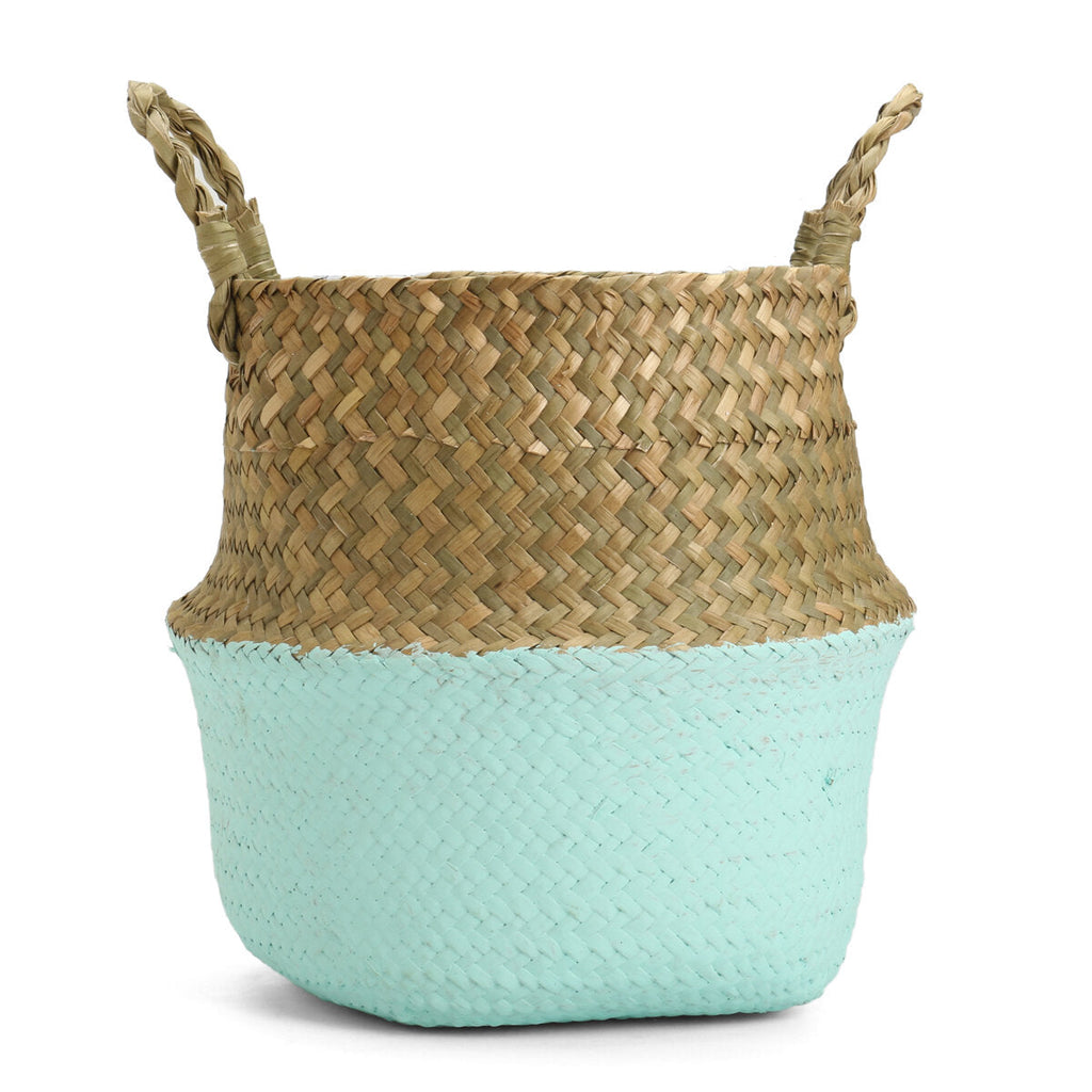 5PCS Mat Grass Belly Basket Storage Plant Pot Foldable Laundry Bag Room Decorative Flower Pot