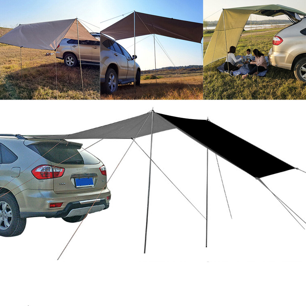 3x3m 420D Oxford Camping Tent Top Cover Awning Top Cover Waterproof UV Protection Garden Patio Tent Sunshade Canopy