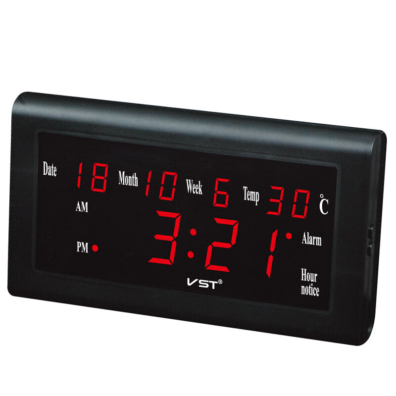 12/24 Hours Desktop Clock Big Number Lcd Display Temperature Date Week Month Table Clock