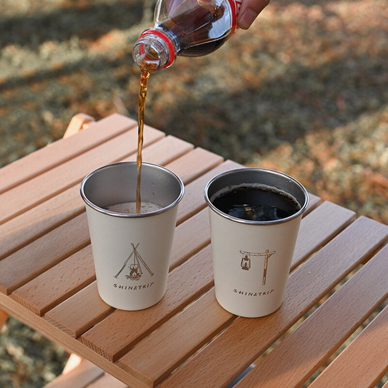 4pcs Outdoor Camping Cup Portable Food Grade Stainless Steel Barbecue Juice Coffee Cup Set