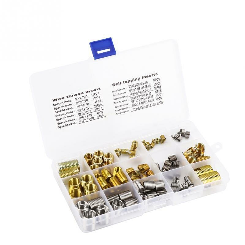 116Pcs Self-tapping Thread Slotted Sheath and Wire Threaded Jacket Combination Thread Repair Assortment Kit M3-M12