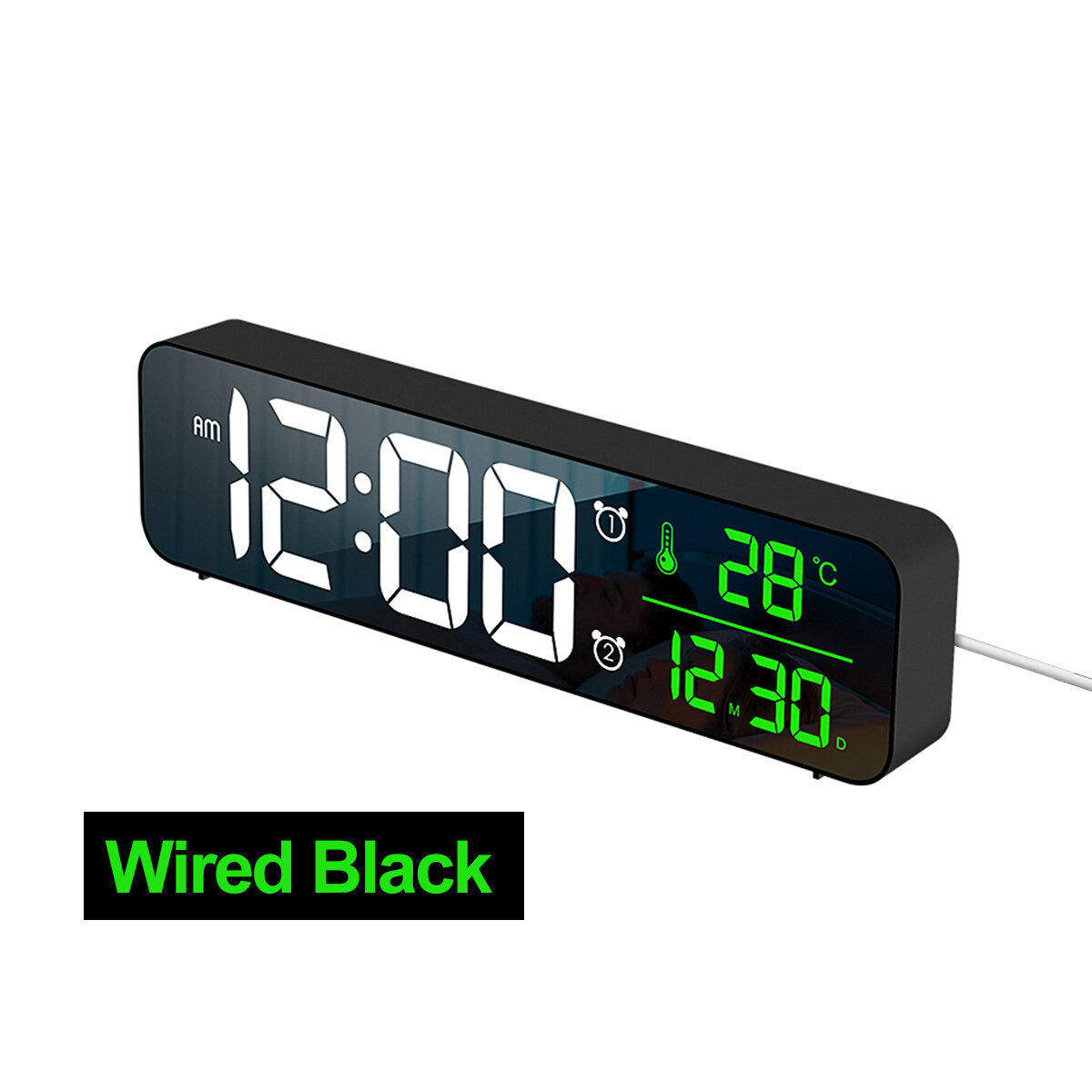 LED Digital Alarm Clock Wired Watch for Bedroom Table Digital Snooze Mirror Clock