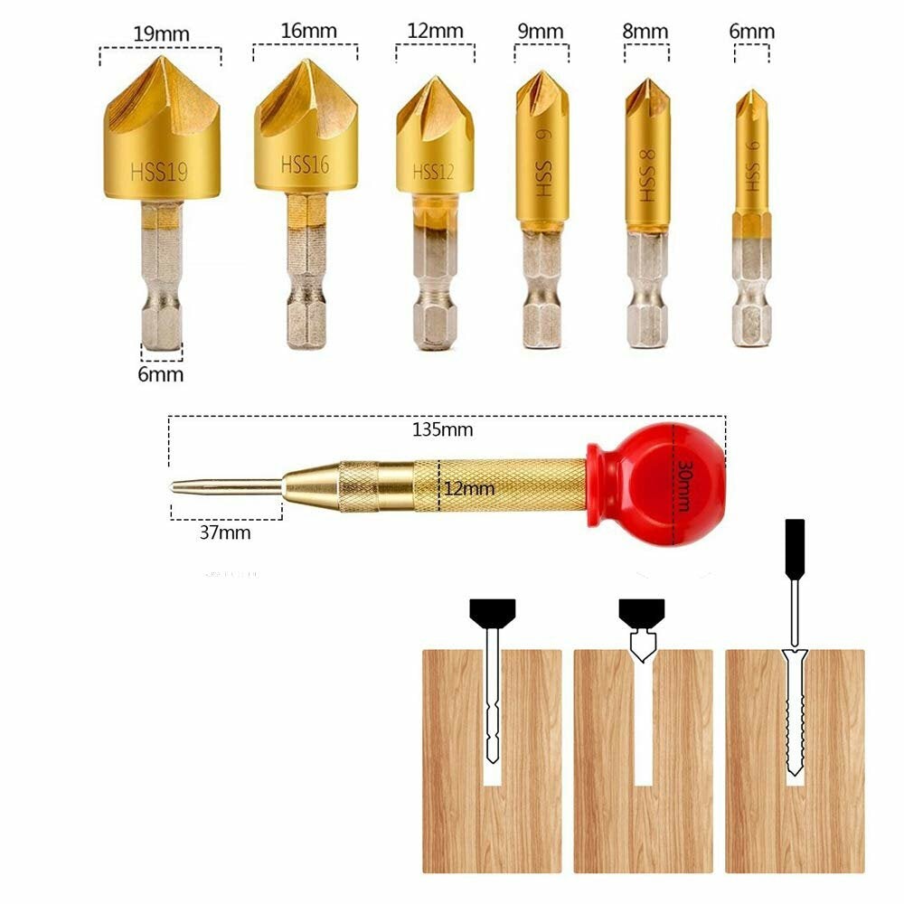 23 Pack Woodworking Chamfer Countersink Drill Bit