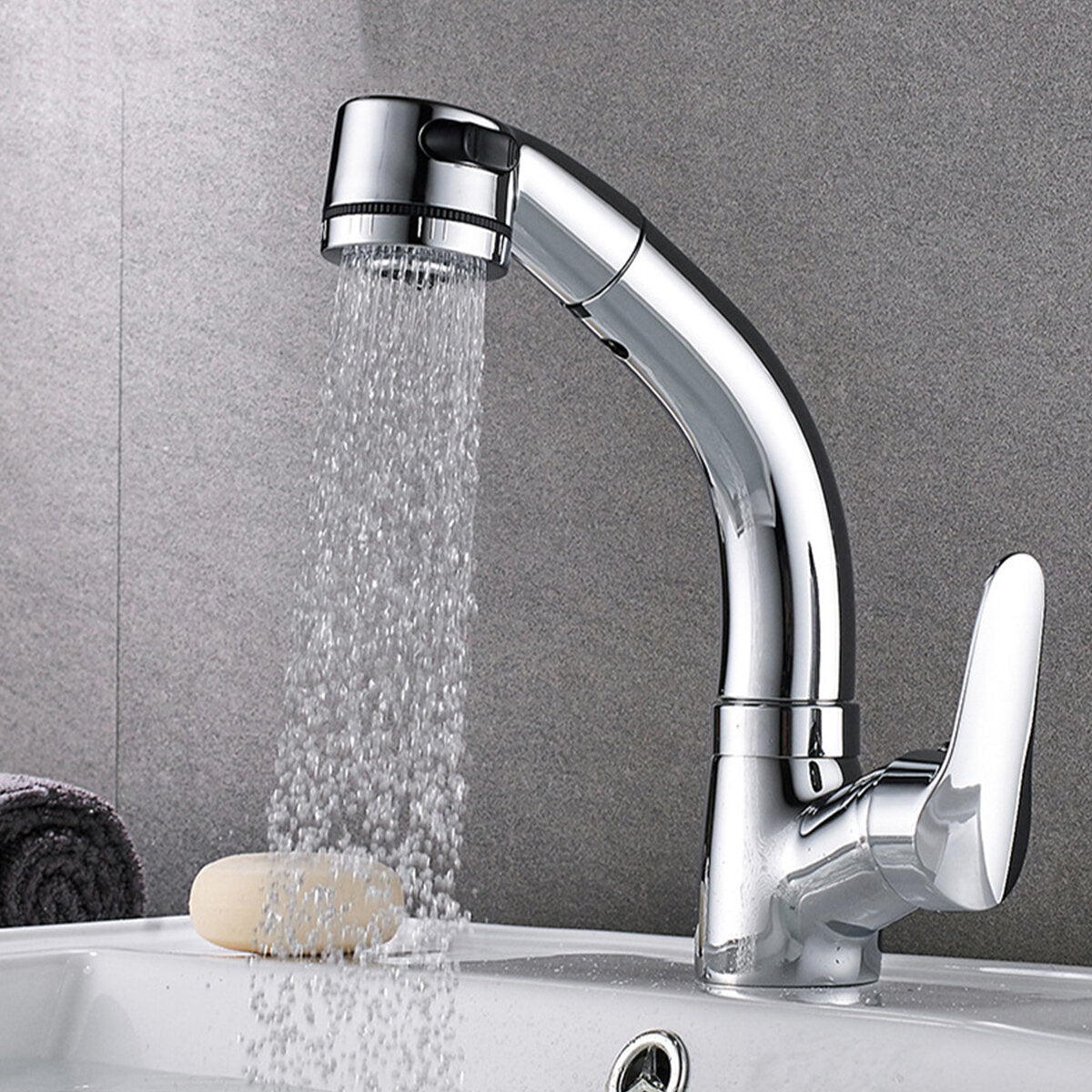 Zinc Alloy Pull Out Faucet Mixer Taps 360Swivel Spout Spray Kitchen Bathroom Sink Basin Brass