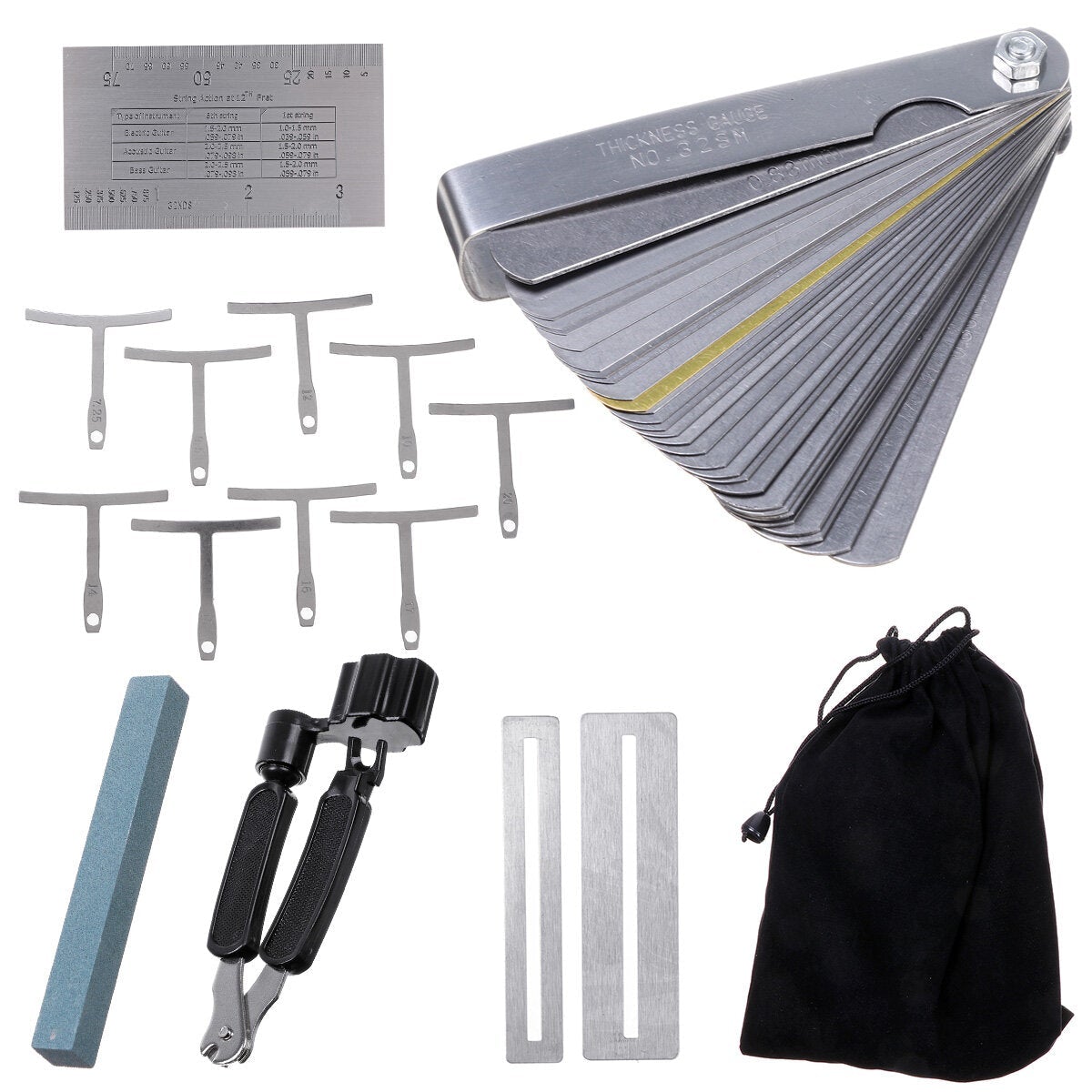 Professional Stainless Steel String Action Rulers Feeler Gauge Guitar Tool Kits