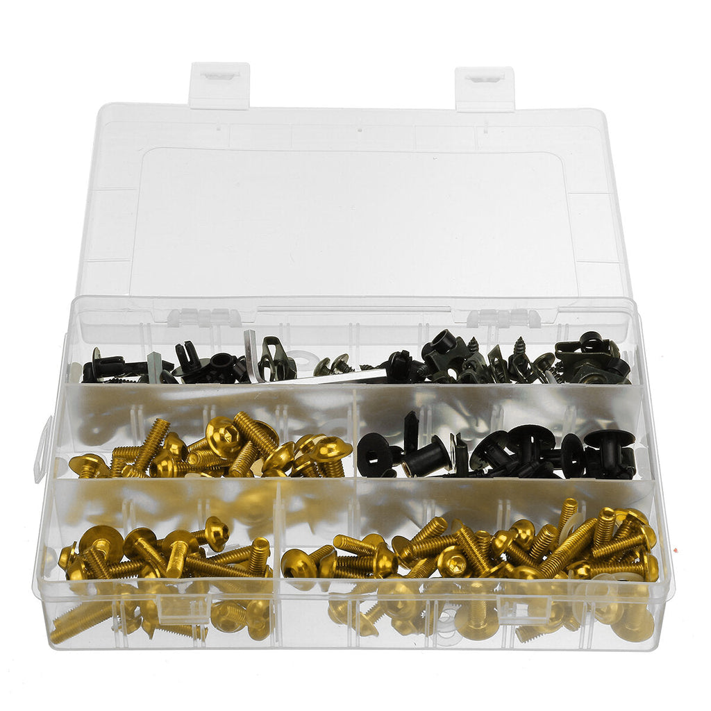198PCS Motorcycle Nylon Washer KitFairing Bolts Screws Retainer Fastener Clips