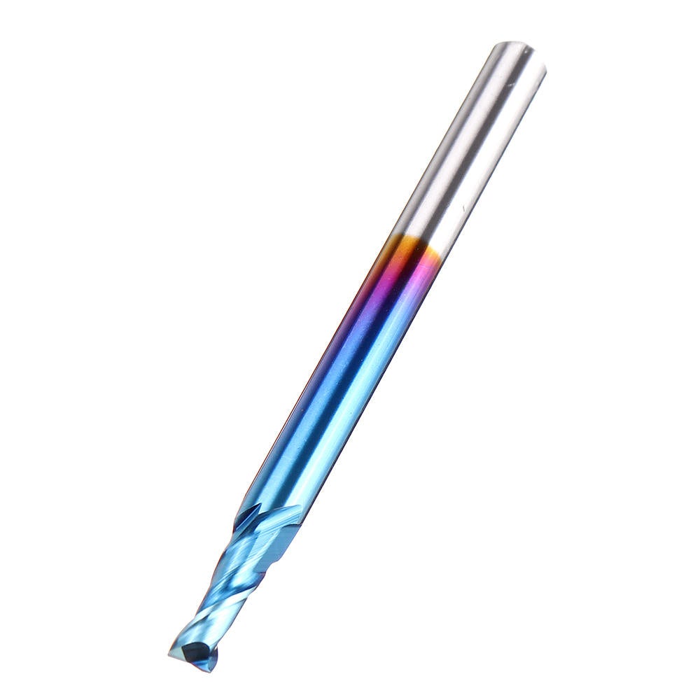 8PCS HRC55 Blue Nano Tungsten Carbide 2 Flute End Mill Set R1-R6 Milling Cutter CNC Router Bits