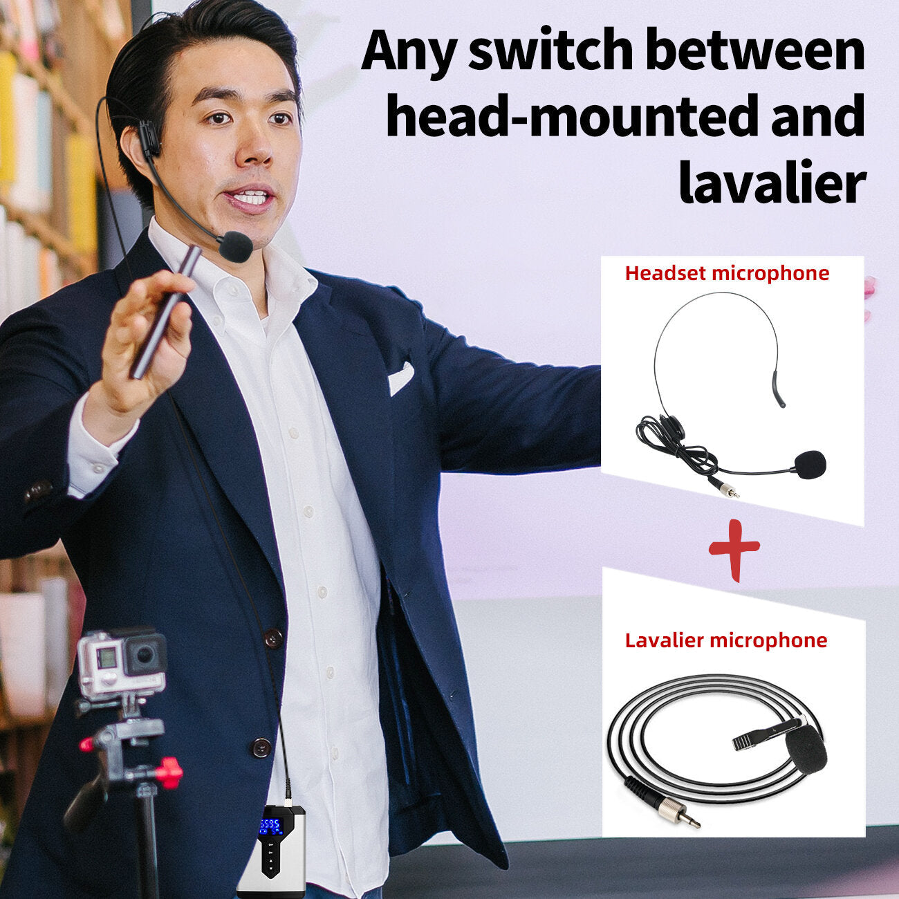 Wireless Microphone 25 UHF Dual Channel Super HD Recording microphone for DSLR Camera For YouTube Vlog Portable