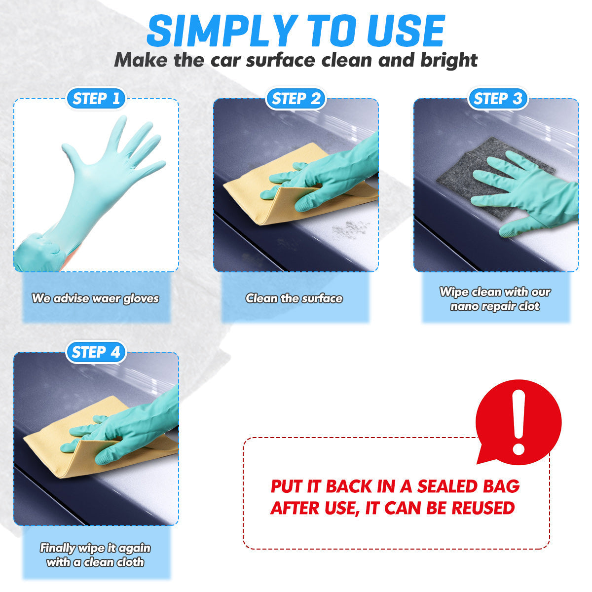 4pcs Magic Car Scratch Remover Cloth