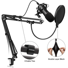 Microphone Suspension Arm Stand Clip Holder Adjustable Metal Boom Scissor