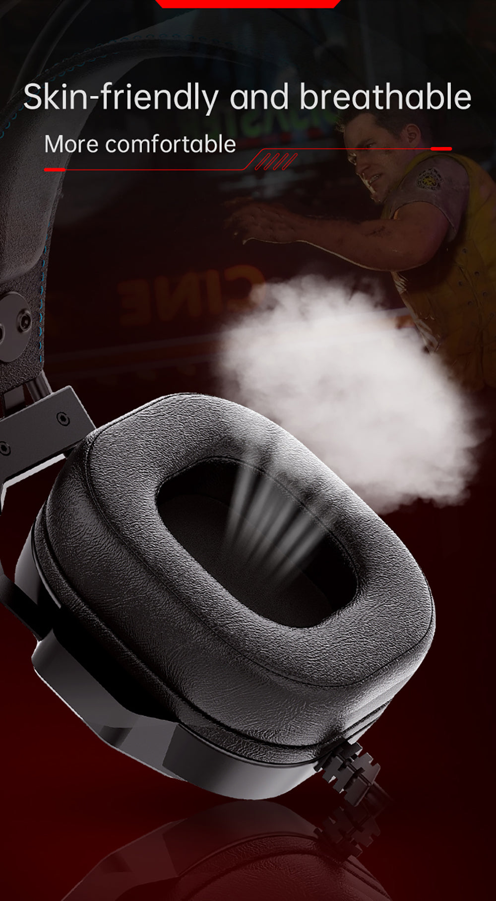 Gaming Headset with Omnidirectional Microphone Colorful RGB Light 50mm Unit for PC Laptop