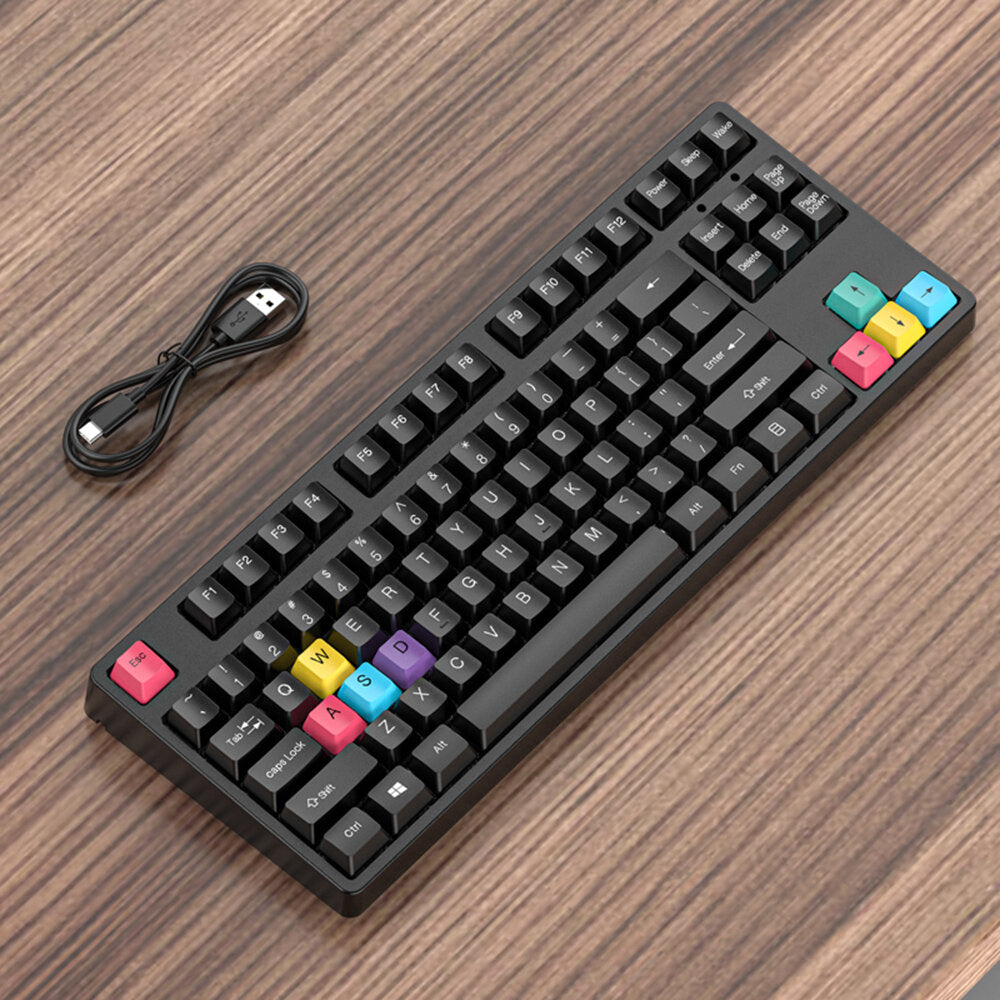 87 Keys Mechanical Programming Gaming Keyboard Triple Mode With Detachable Panel