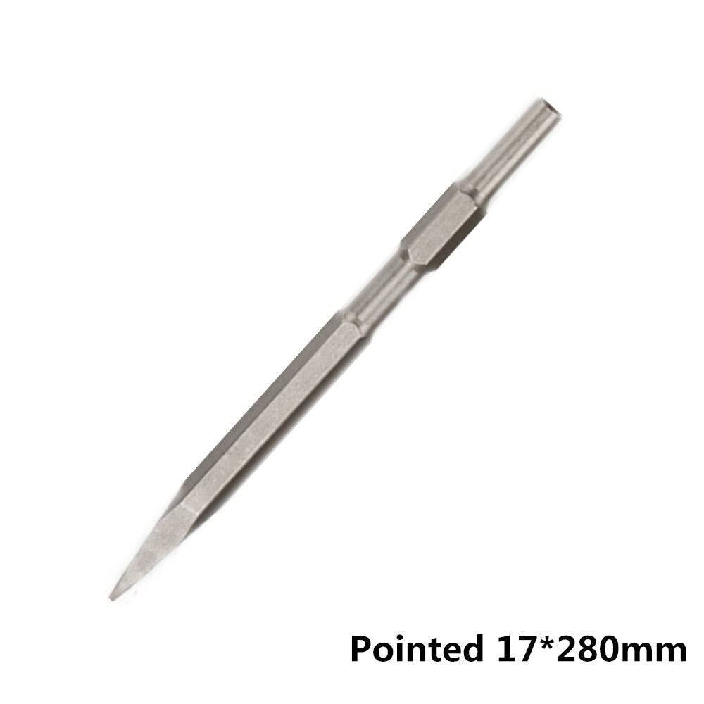 17 x 280/400/600mm Pointed/Flat Head Hex Shank Drill Bit for Hammer Drill Machine Slot