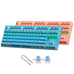 87 Keys Mechanical Keyboard USB Wired Hot Swappable Blue Swtich Colorful LED Backlight Gaming Keyboard for Gaming Typing Office