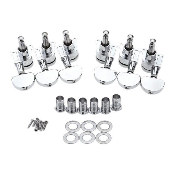 Chrome Silver Lock Guitar Tuning Pegs Tuning Heads 3R 3L For Electric Acoustic Guitar