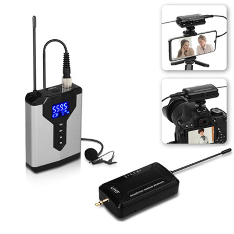 Wireless Microphone 25 UHF Dual Channel Super HD Recording microphone for DSLR Camera For YouTube Vlog Portable