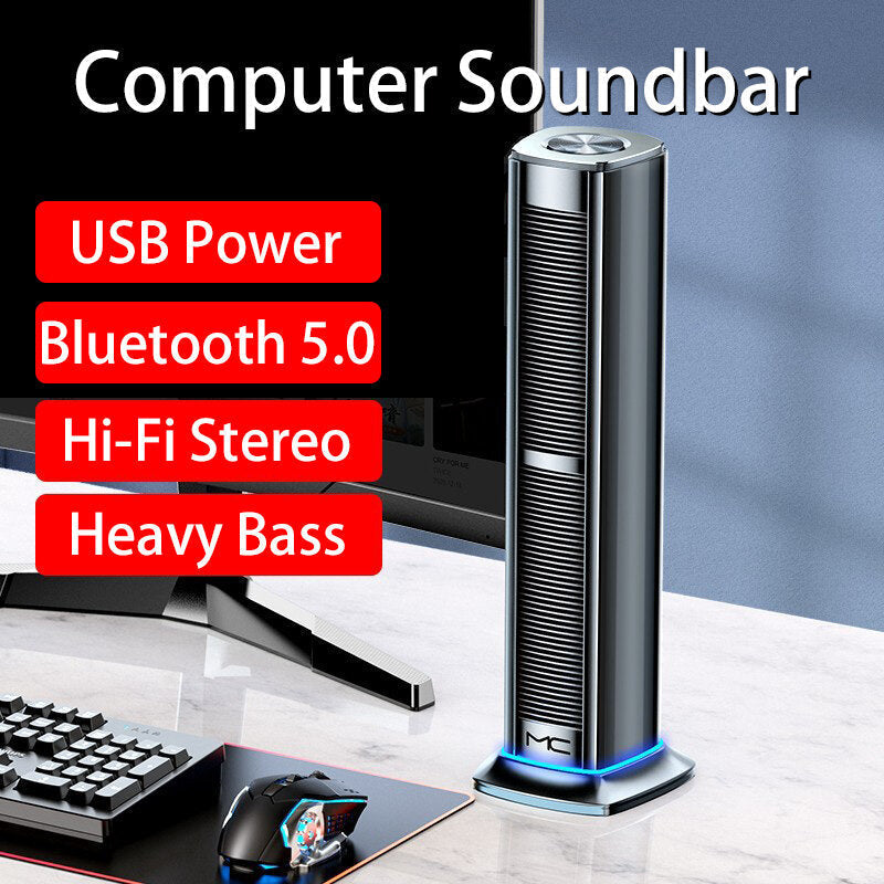 Vertical Bluetooth 5.0 Speaker Soundbar Subwoofer Powerful Bass Hi-Fi Stereo Sound for Laptop PC Theater TV Aux 3.5mm