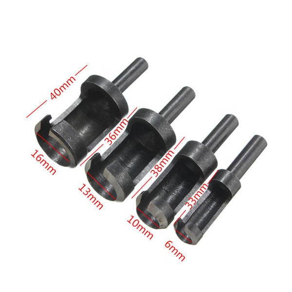 4pcs 6mm/10mm/13mm/16mm Wood Working Tenon Plug Cutters Hole Cutter Drill
