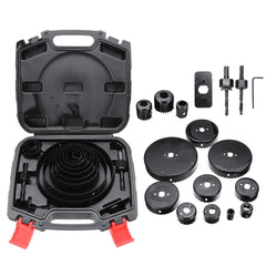 19Pcs Hole Saw Cutter Kit with 13Pcs Blades 19-152mm Woodworking Holesaw Cutting Drill Bit Set for Soft Wood, Plywood, Drywall, PVC