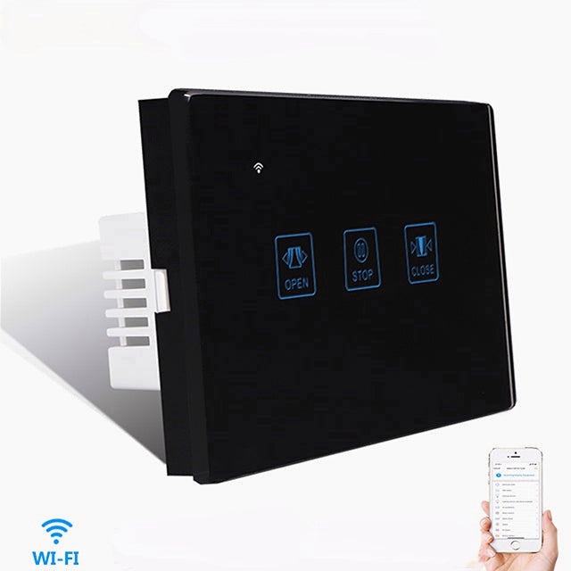 WiFi Curtain Touch Wall Switch Crystal Panel Electric Motorized Blinds Smart Switch Tuya Remote Control With Google Home