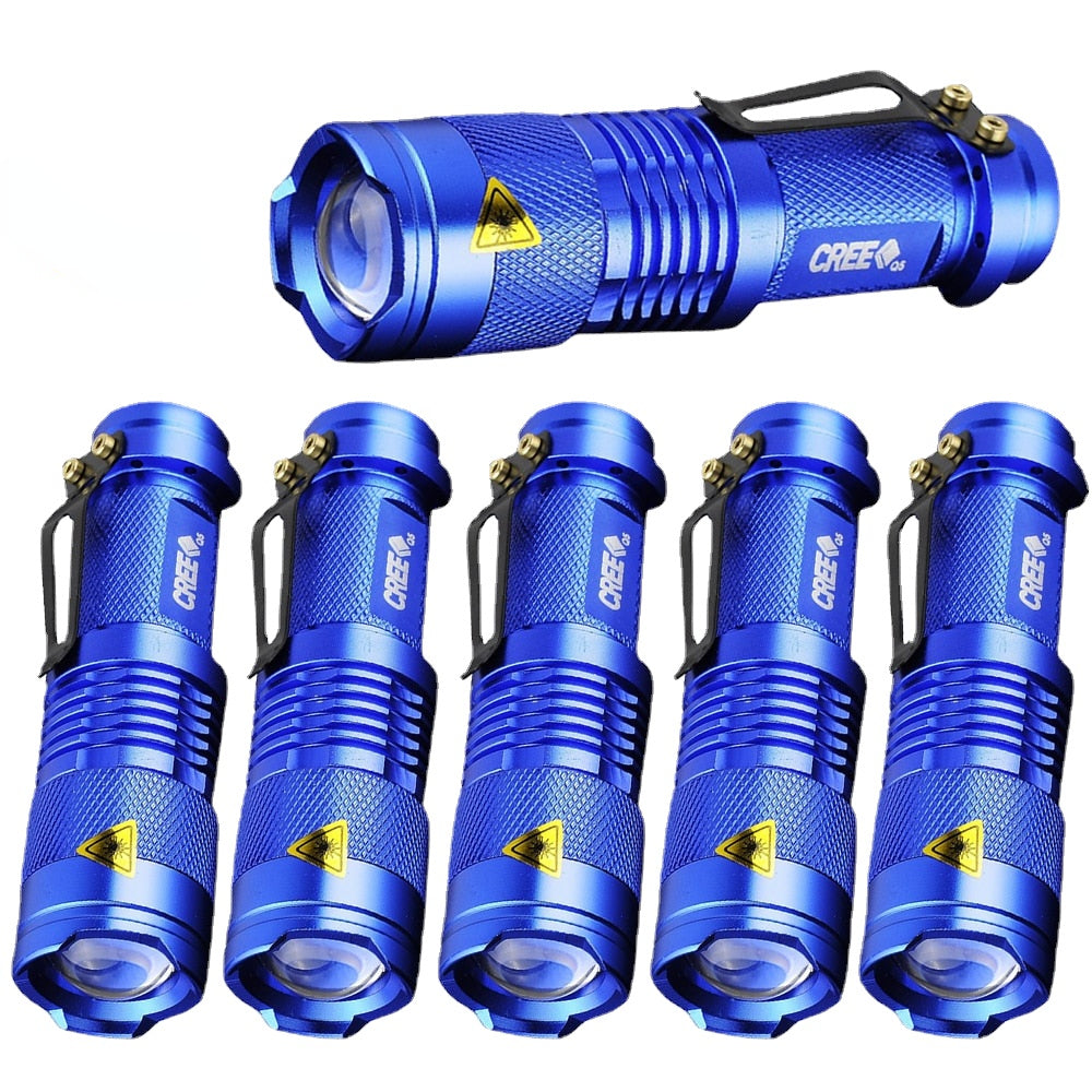 Powerful Tactical Flashlights Portable LED Camping Lamps 3 Modes Zoomable Torch Light Lanterns Self Defense 6pcs