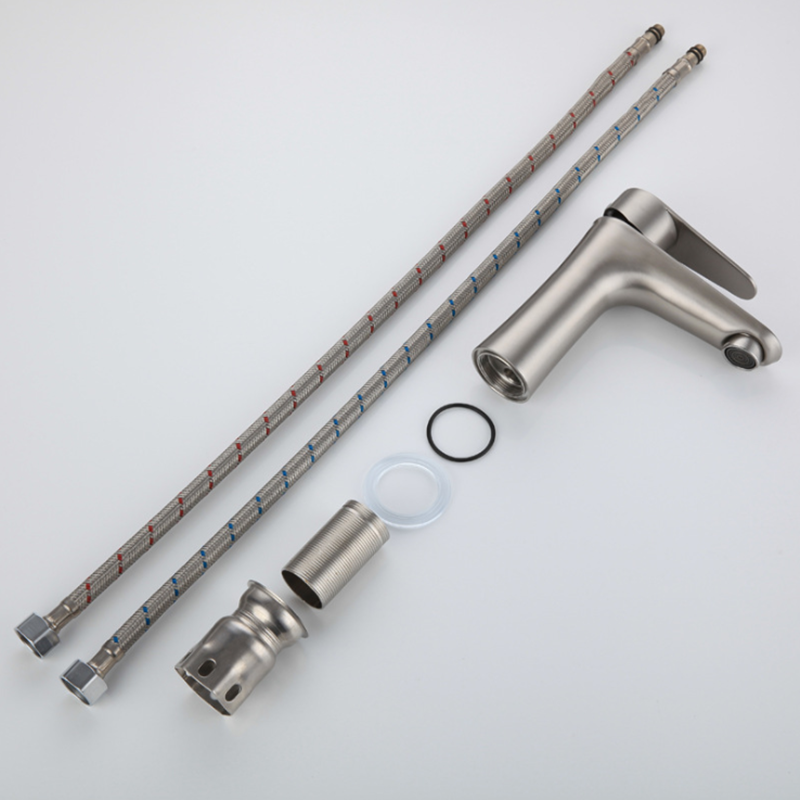 Stainless Steel Bathroom Basin Faucet Single Handle Hole Lead Free Hot And Cold Water Mixer Taps With Hoses