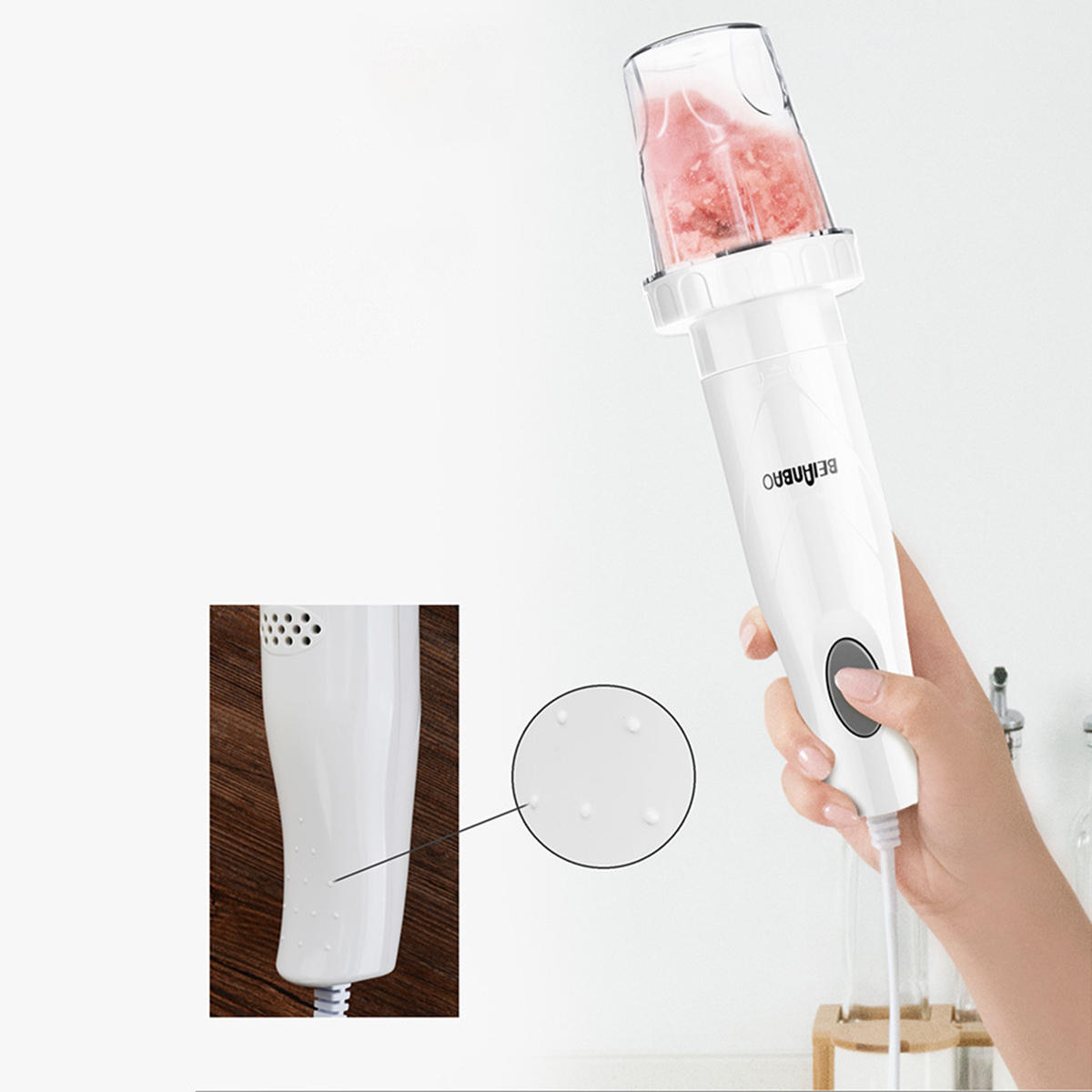 Kitchen Multifunction Hand Held Electric Food Blender Mixer Chopper Egg Meat Grinder Whisk