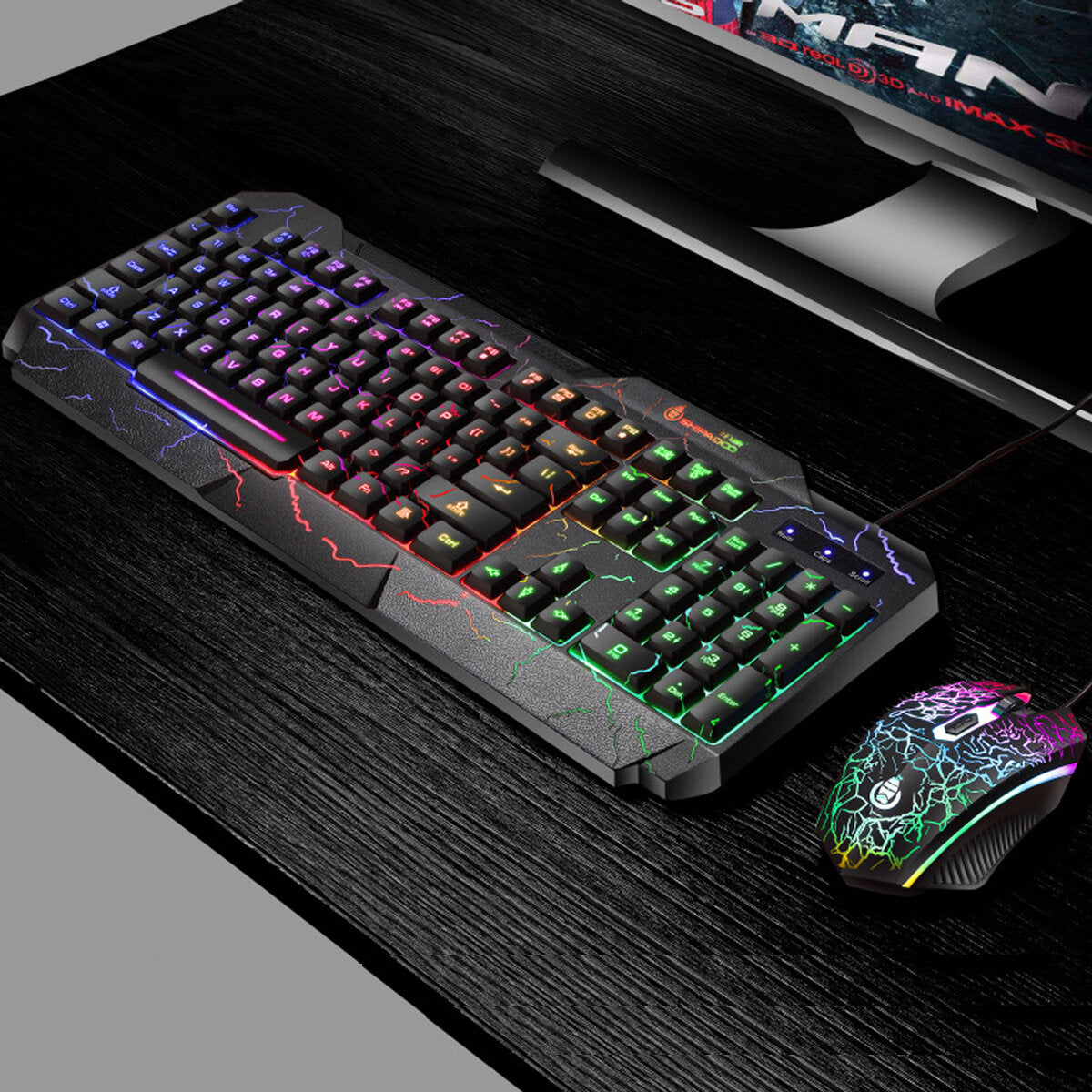 104 Keys Gaming Keyboard RGB Backlight Wired Mechanical Feeling Keyboard and 1600 DPI RGB Gaming Mouse