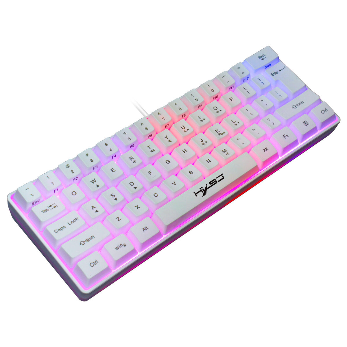 61 Keys Gaming Keyboard USB Wired LED Backlit Multiple Shortcut Keys Mini Mechanical Feel Keyboard for Home Office