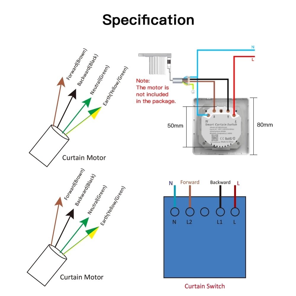 WiFi Smart Curtain Switch Touch Design for Motorized Curtains and Roller Blinds Works with Alexa Google