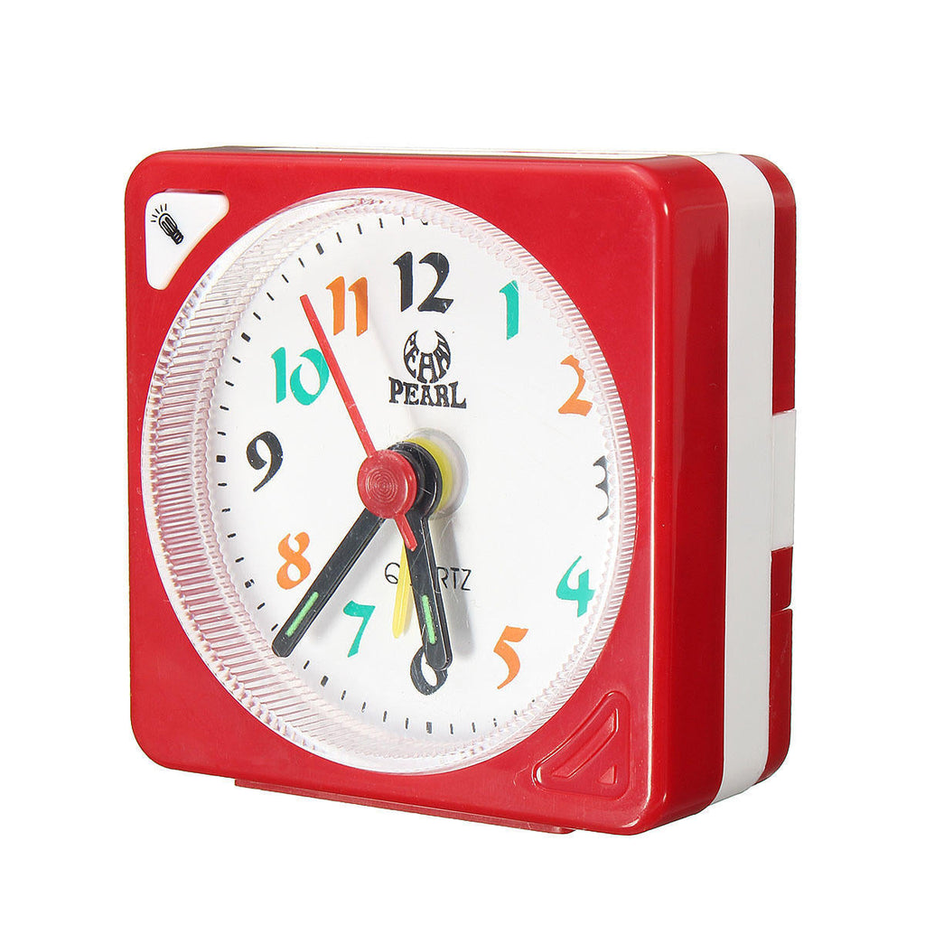 Mini Travel Alarm Clock Analogue Quartz LED Light With Snooze