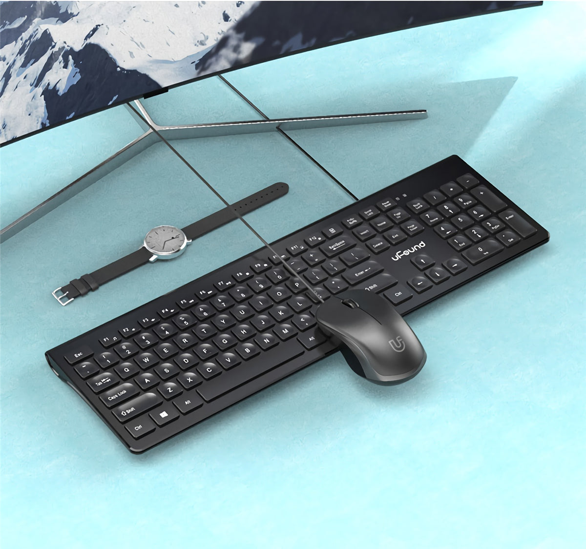 Wired Keyboard & Mouse Set 106 Keys Chocolate Square Keycap Silent Office Keyboard 1000DPI Ergonomic Mouse Kit for Mac Windows