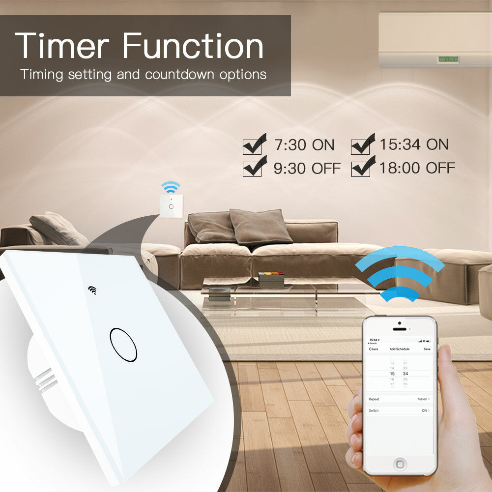 Smart Switch EU Standard Live Line Version Wifi RF433 100V-240V Tuya APP Remote Controller