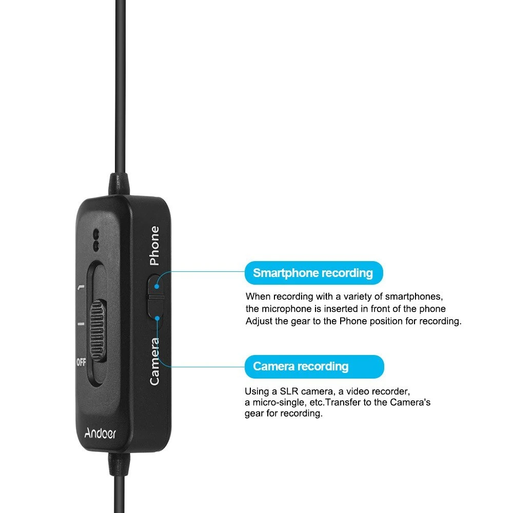 Omani-directional Clip-on Lavalier Microphone 3.5mm Plug Condenser Mic