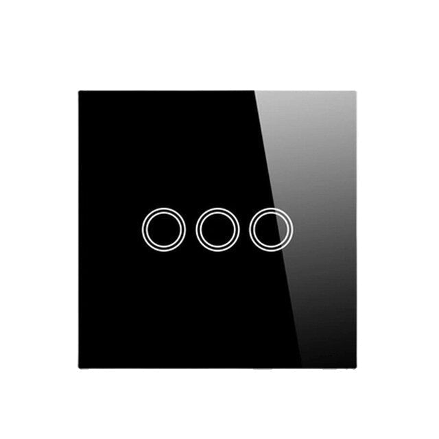 Standard Smart Light Switch WiFi 3 Gang Wireless Touch Sensor Remote Control Smart Switch with Power Statistics Function